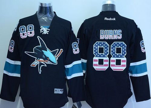 San Jose Sharks 88 Brent Burns Black USA Flag Fashion NHL Jersey