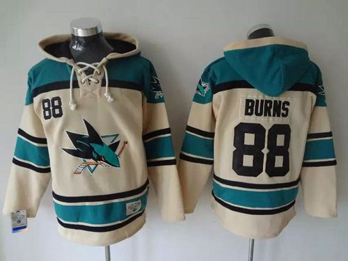 San Jose Sharks 88 Brent Burns Cream Sawyer Hooded Sweatshirt NHL jersey