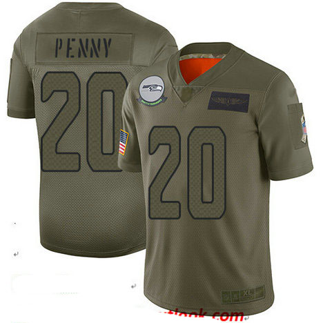 Seahawks #20 Rashaad Penny Camo Youth Stitched Football Limited 2019 Salute to Service Jersey