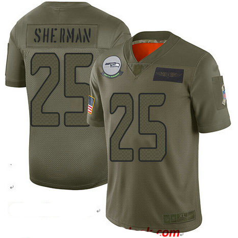 Seahawks #25 Richard Sherman Camo Youth Stitched Football Limited 2019 Salute to Service Jersey