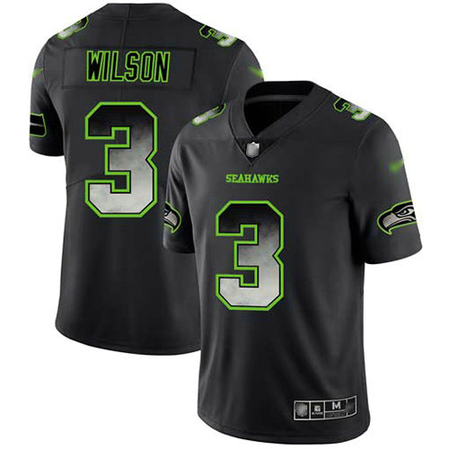 Seahawks #3 Russell Wilson Black Men's Stitched Football Vapor Untouchable Limited Smoke Fashion Jersey
