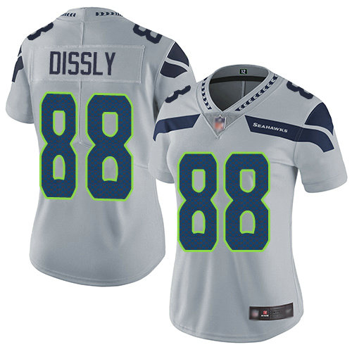 Seahawks #88 Will Dissly Grey Alternate Women's Stitched Football Vapor Untouchable Limited Jersey