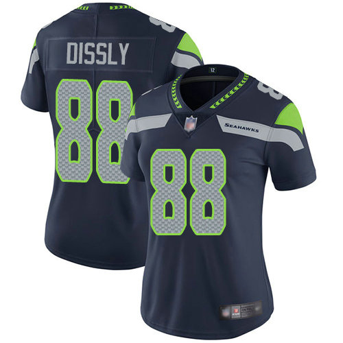 Seahawks #88 Will Dissly Steel Blue Team Color Women's Stitched Football Vapor Untouchable Limited Jersey