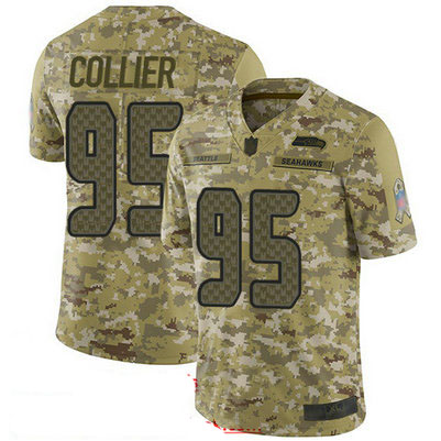 Seahawks #95 L.J. Collier Camo Youth Stitched Football Limited 2018 Salute to Service Jersey