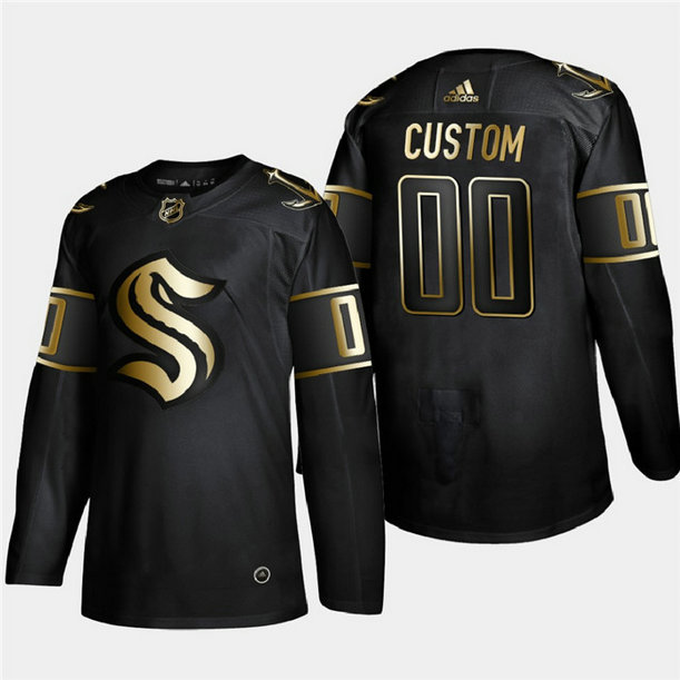 Seattle Kraken Custom Men's Adidas Black Golden Edition Limited Stitched NHL Jersey