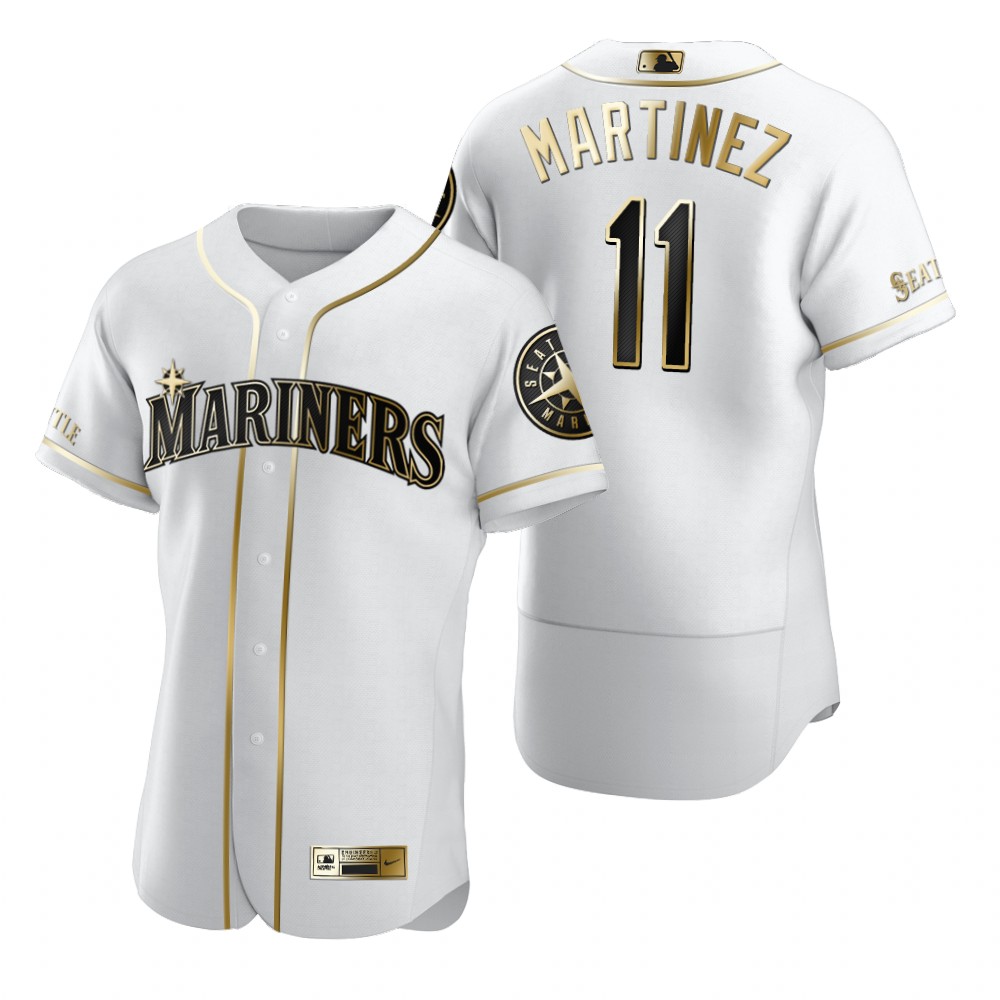 Seattle Mariners #11 Edgar Martinez White Nike Men's Authentic Golden Edition MLB Jersey