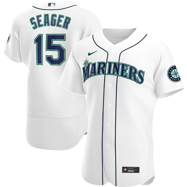 Seattle Mariners #15 Kyle Seager Men's Nike White Home 2020 Authentic Player MLB Jersey
