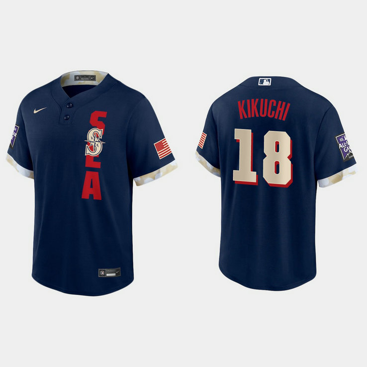 Seattle Mariners #18 Yusei Kikuchi 2021 Mlb All Star Game Fan's Version Navy Jersey