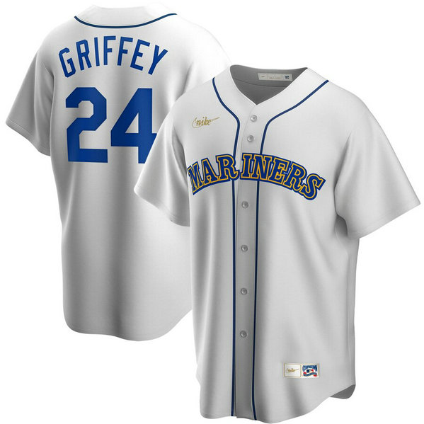 Seattle Mariners #24 Ken Griffey Jr. Nike Home Cooperstown Collection Player MLB Jersey White