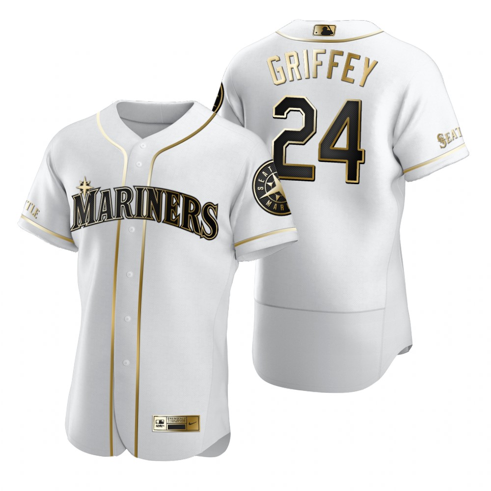Seattle Mariners #24 Ken Griffey Jr. White Nike Men's Authentic Golden Edition MLB Jersey