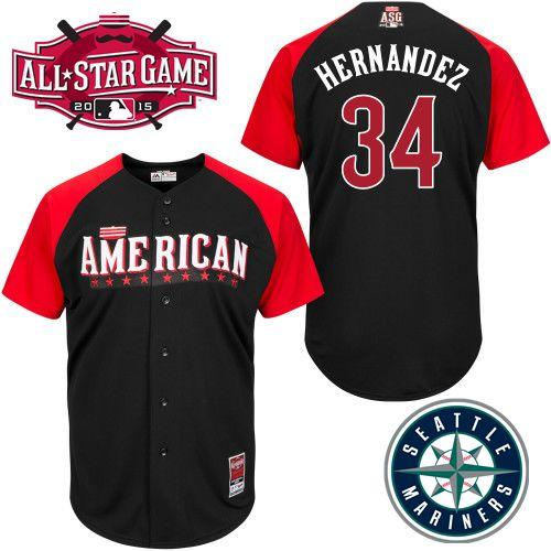 Seattle Mariners 34 Felix Hernandez Black 2015 All-Star American League Baseball Jersey