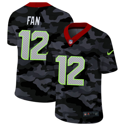 Seattle Seahawks #12 Fan Men's Nike 2020 Black CAMO Vapor Untouchable Limited Stitched NFL Jersey