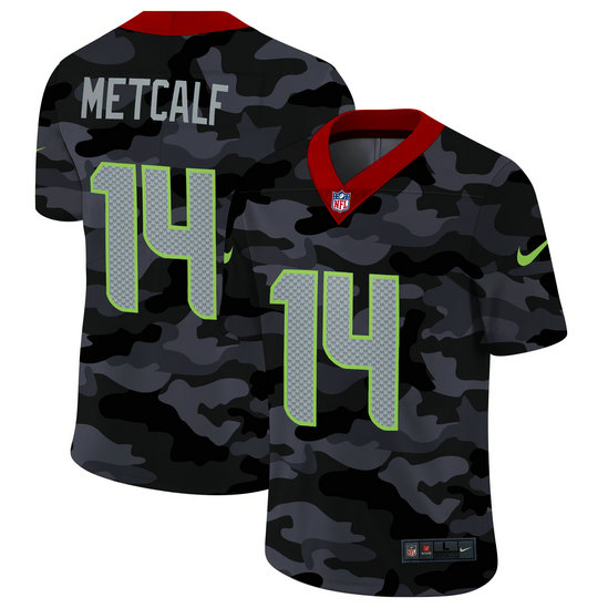 Seattle Seahawks #14 DK Metcalf Men's Nike 2020 Black CAMO Vapor Untouchable Limited Stitched NFL Jersey