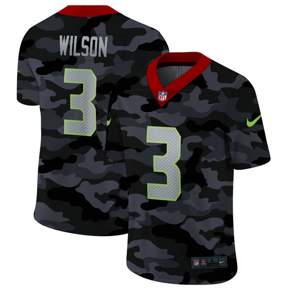 Seattle Seahawks #3 Russell Wilson Men's Nike 2020 Black CAMO Vapor Untouchable Limited Stitched NFL Jersey