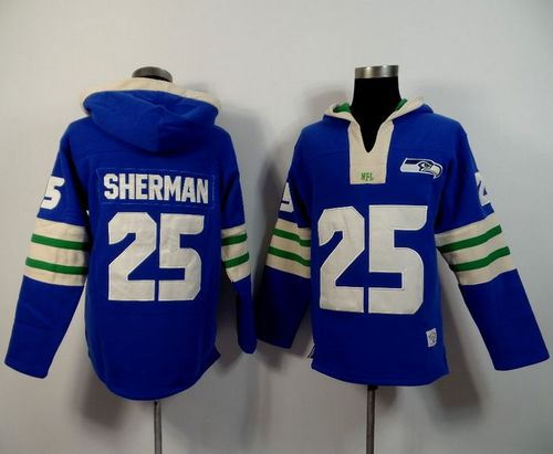 Seattle Seahawks 25 Richard Sherman Light Blue Player Winning Method Pullover NFL Hoodie