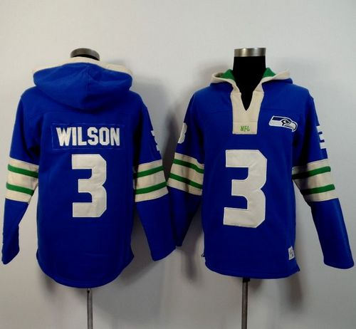 Seattle Seahawks 3 Russell Wilson Light Blue Player Winning Method Pullover NFL Hoodie