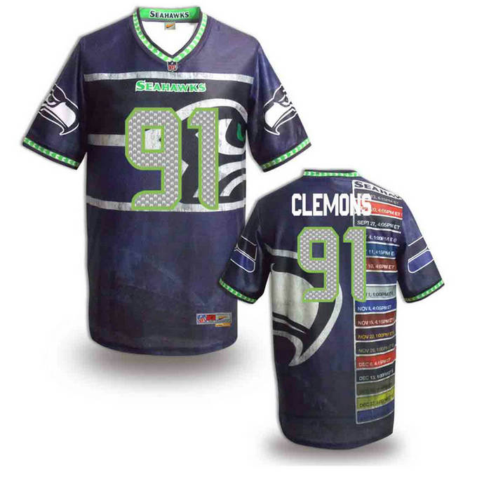 Seattle Seahawks 91 Chris Clemons stitched fashion NFL jerseys(1)