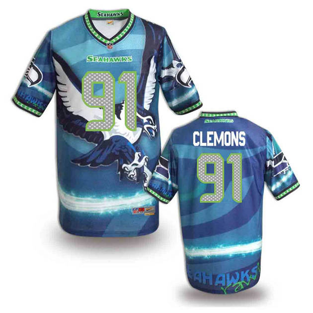 Seattle Seahawks 91 Chris Clemons stitched fashion NFL jerseys(10)