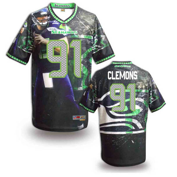 Seattle Seahawks 91 Chris Clemons stitched fashion NFL jerseys(2)