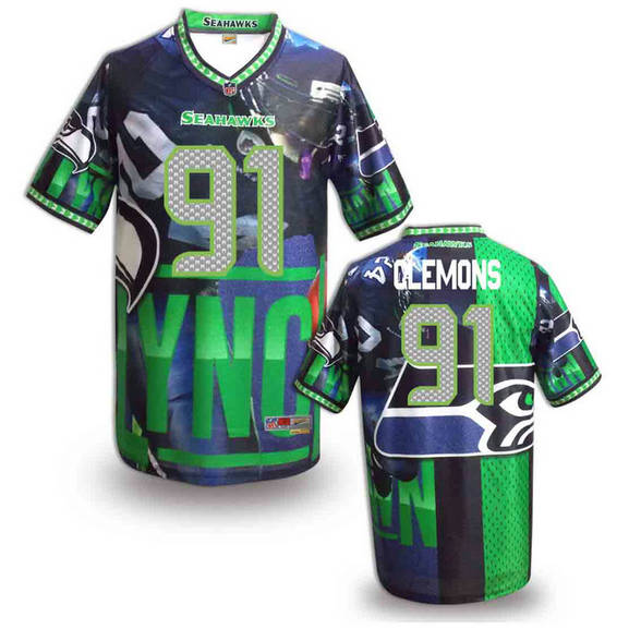 Seattle Seahawks 91 Chris Clemons stitched fashion NFL jerseys(3)