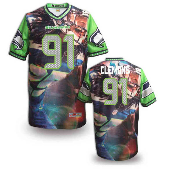 Seattle Seahawks 91 Chris Clemons stitched fashion NFL jerseys(4)