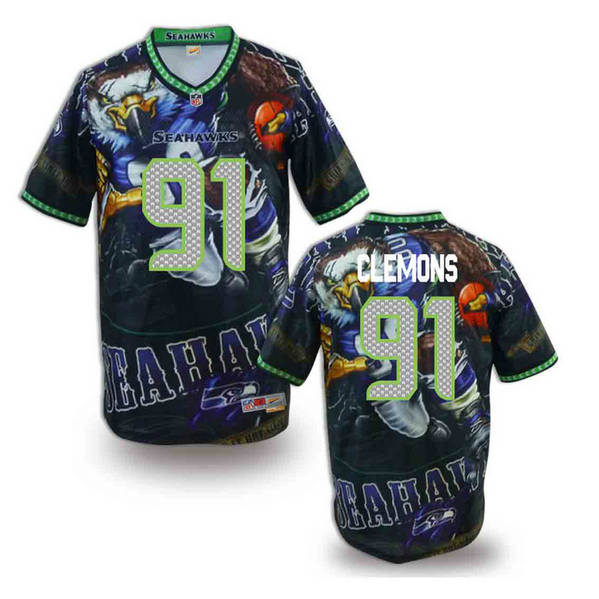 Seattle Seahawks 91 Chris Clemons stitched fashion NFL jerseys(6)