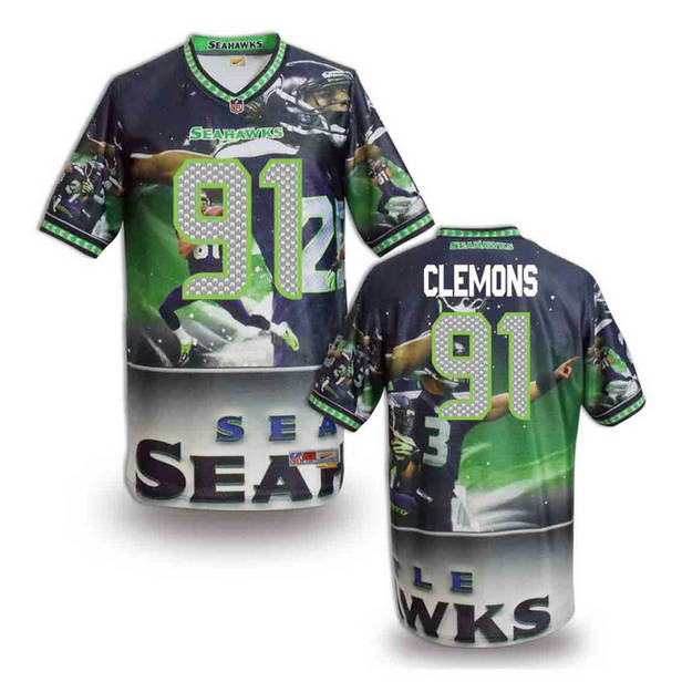 Seattle Seahawks 91 Chris Clemons stitched fashion NFL jerseys(8)