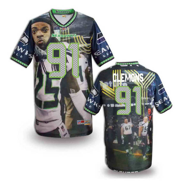 Seattle Seahawks 91 Chris Clemons stitched fashion NFL jerseys(9)