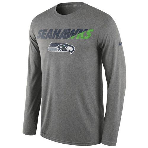 Seattle Seahawks Nike Charcoal Legend Staff Practice Long Sleeves Performance T-Shirt