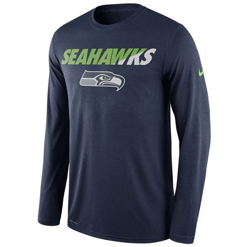 Seattle Seahawks Nike Navy Legend Staff Practice Long Sleeves Performance T-Shirt