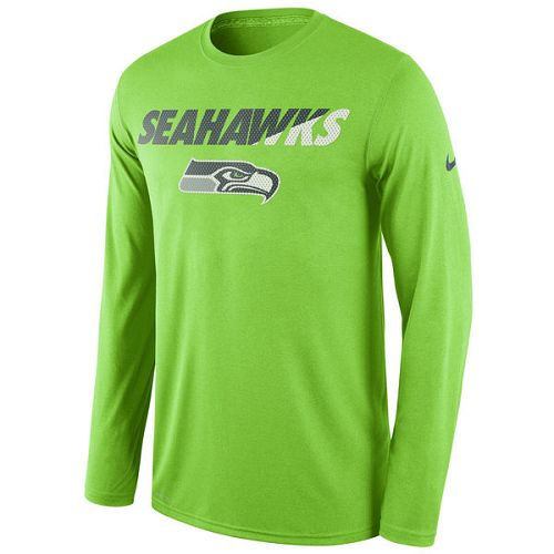 Seattle Seahawks Nike Neon Green Legend Staff Practice Long Sleeves Performance T-Shirt