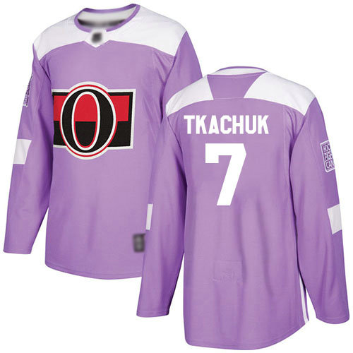 Senators #7 Brady Tkachuk Purple Authentic Fights Cancer Stitched Hockey Jersey