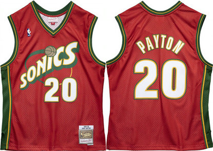 Sonics#20 Gary Payton Red 1995-96 Throwback SuperSonics Stitched Jersey