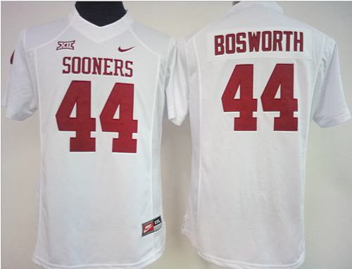 Sooners #44 Brian Bosworth White Women's Stitched NCAA Jersey