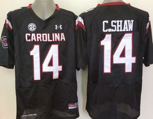 South Carolina Fighting Gamecocks 14 Connor Shaw Black SEC Patch NCAA Jersey