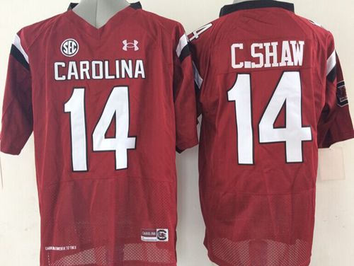 South Carolina Fighting Gamecocks 14 Connor Shaw Red SEC Patch NCAA Jersey