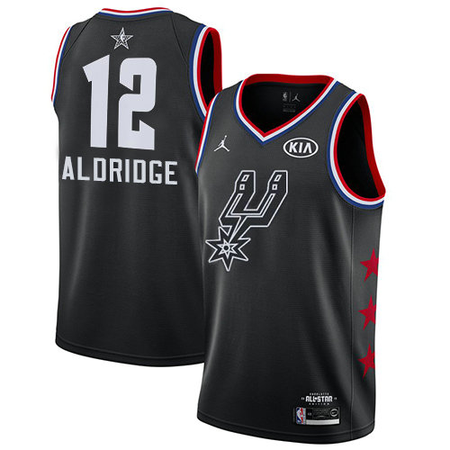 Spurs #12 LaMarcus Aldridge Black Basketball Jordan Swingman 2019 All-Star Game Jersey