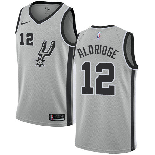 Spurs #12 LaMarcus Aldridge Silver Women's Basketball Swingman Statement Edition Jersey
