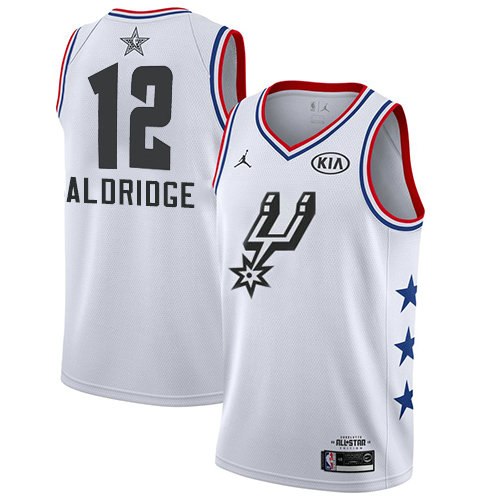 Spurs #12 LaMarcus Aldridge White Basketball Jordan Swingman 2019 All-Star Game Jersey