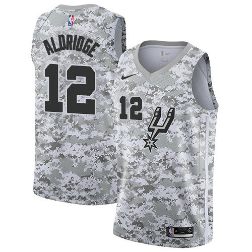 Spurs #12 LaMarcus Aldridge White Camo Basketball Swingman Earned Edition Jersey