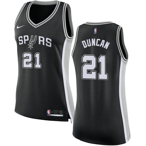 Spurs #21 Tim Duncan Black Women's Basketball Swingman Icon Edition Jersey