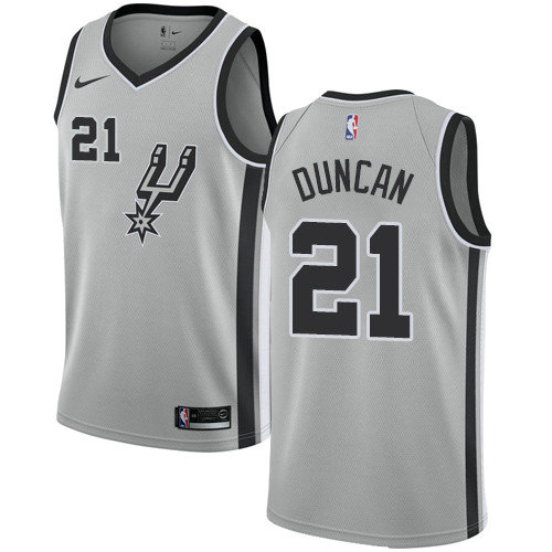 Spurs #21 Tim Duncan Silver Women's Basketball Swingman Statement Edition Jersey