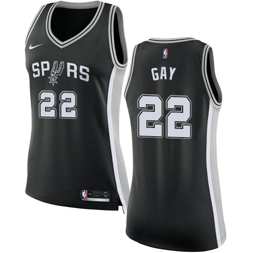 Spurs #22 Rudy Gay Black Women's Basketball Swingman Icon Edition Jersey