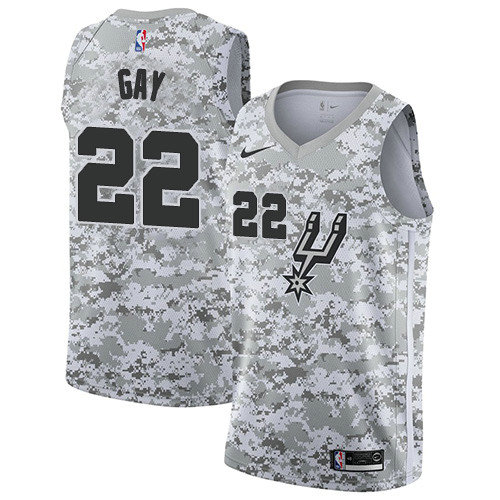 Spurs #22 Rudy Gay White Camo Basketball Swingman Earned Edition Jersey
