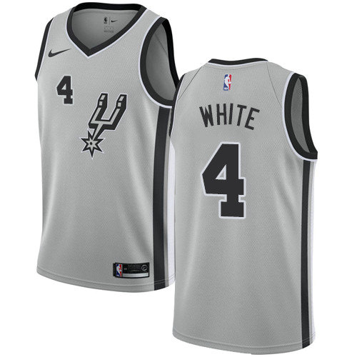 Spurs #4 Derrick White Silver Basketball Swingman Statement Edition Jersey