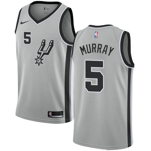 Spurs #5 Dejounte Murray Silver Women's Basketball Swingman Statement Edition Jersey
