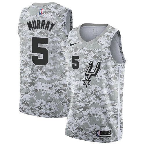 Spurs #5 Dejounte Murray White Camo Basketball Swingman Earned Edition Jersey