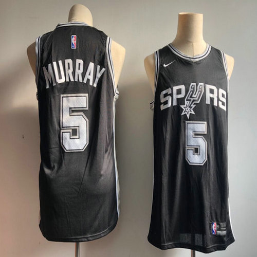 Spurs 5 Dejounte Murray Black Nike Swingman Jersey