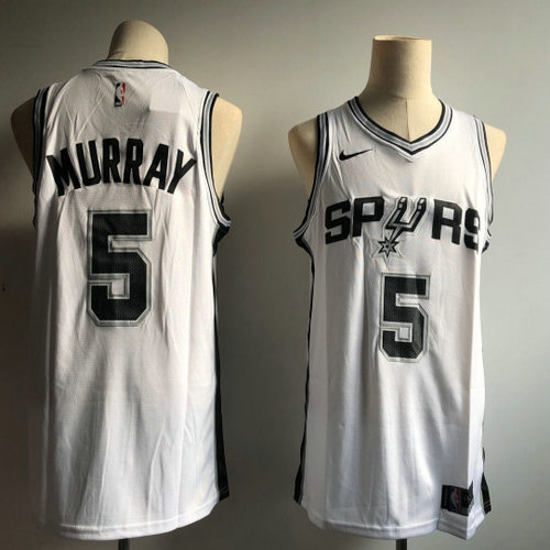 Spurs 5 Dejounte Murray White Nike Swingman Jersey