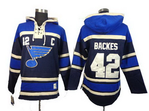 St. Louis Blues #42 David Backes blue black hoody